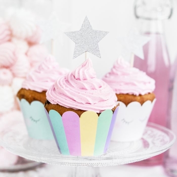 Cupcake Topper - Silver Stars